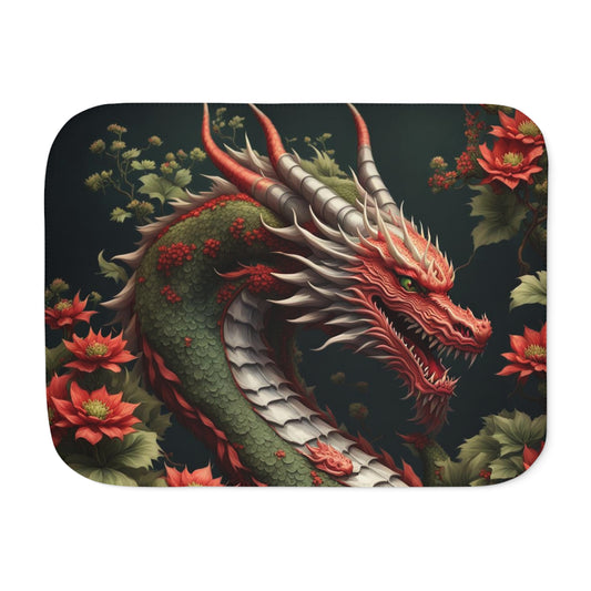 Earth and Flower Dragon Sherpa Blanket