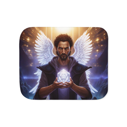 Arch Angel holding Metatron's Cube Sherpa Blanket, Two Colors