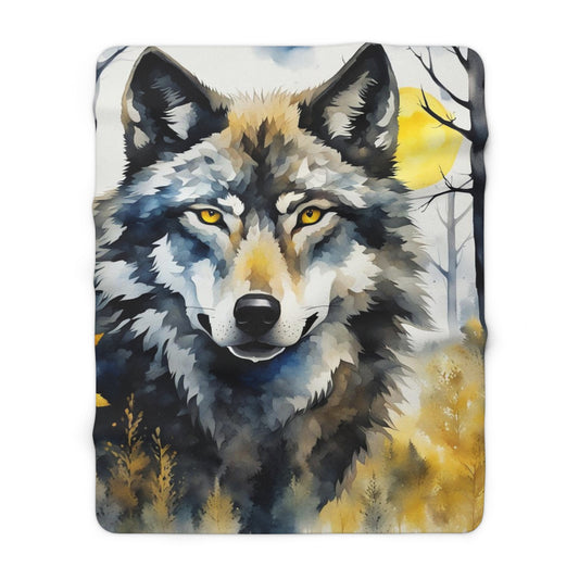 Painted wolf Sherpa Fleece Blanket