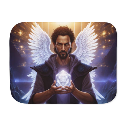 Arch Angel holding Metatron's Cube Sherpa Blanket, Two Colors