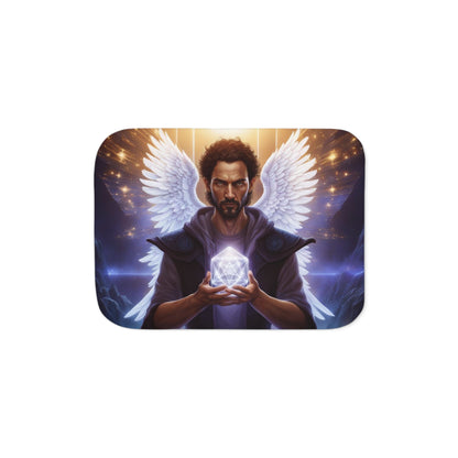 Arch Angel holding Metatron's Cube Sherpa Blanket, Two Colors