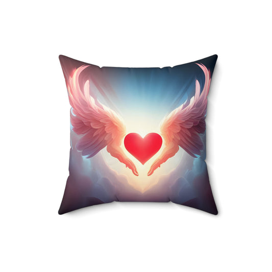 Heart Angel Wings Spun Polyester Square Pillow