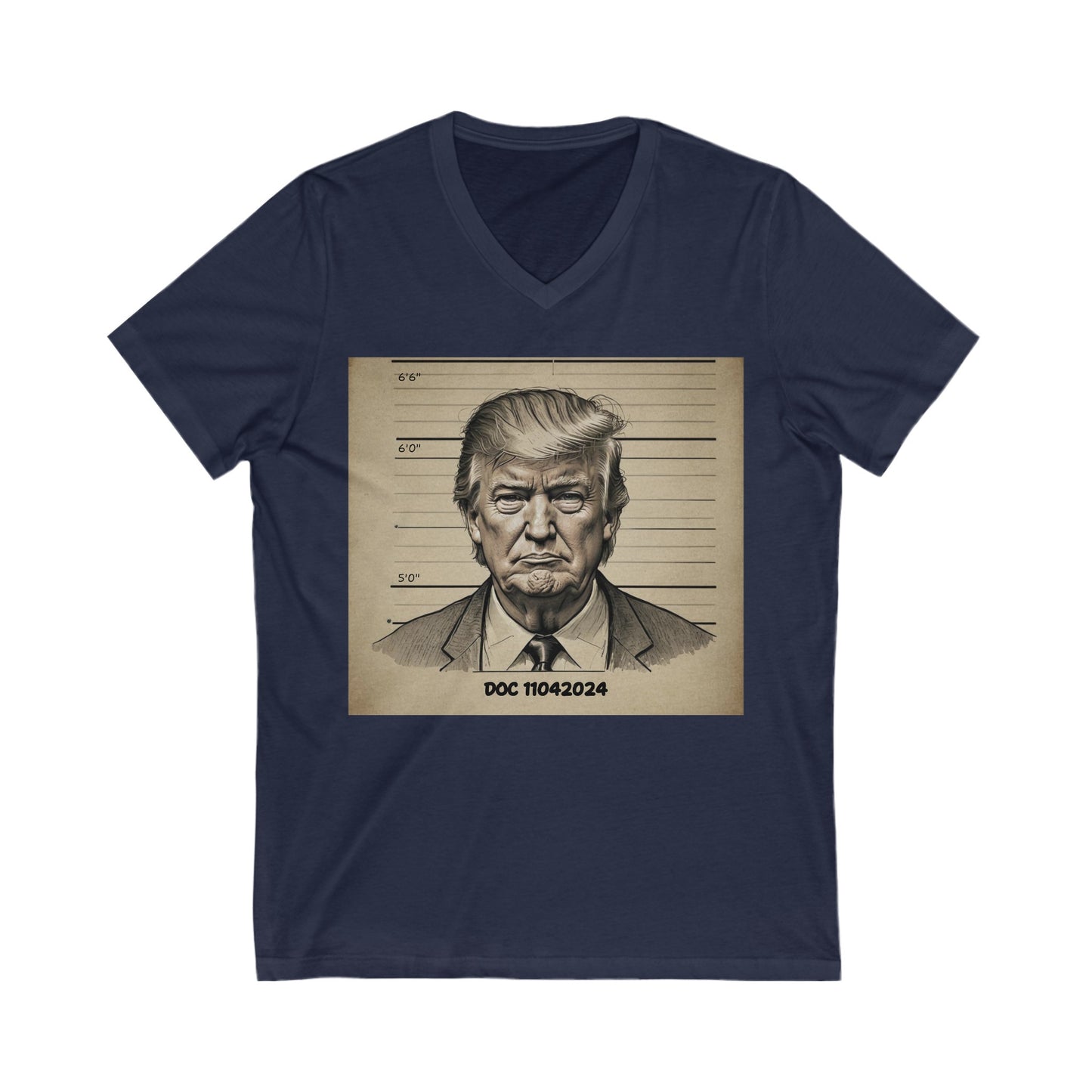 DOC Trump caricature Unisex Jersey Short Sleeve V-Neck Tee