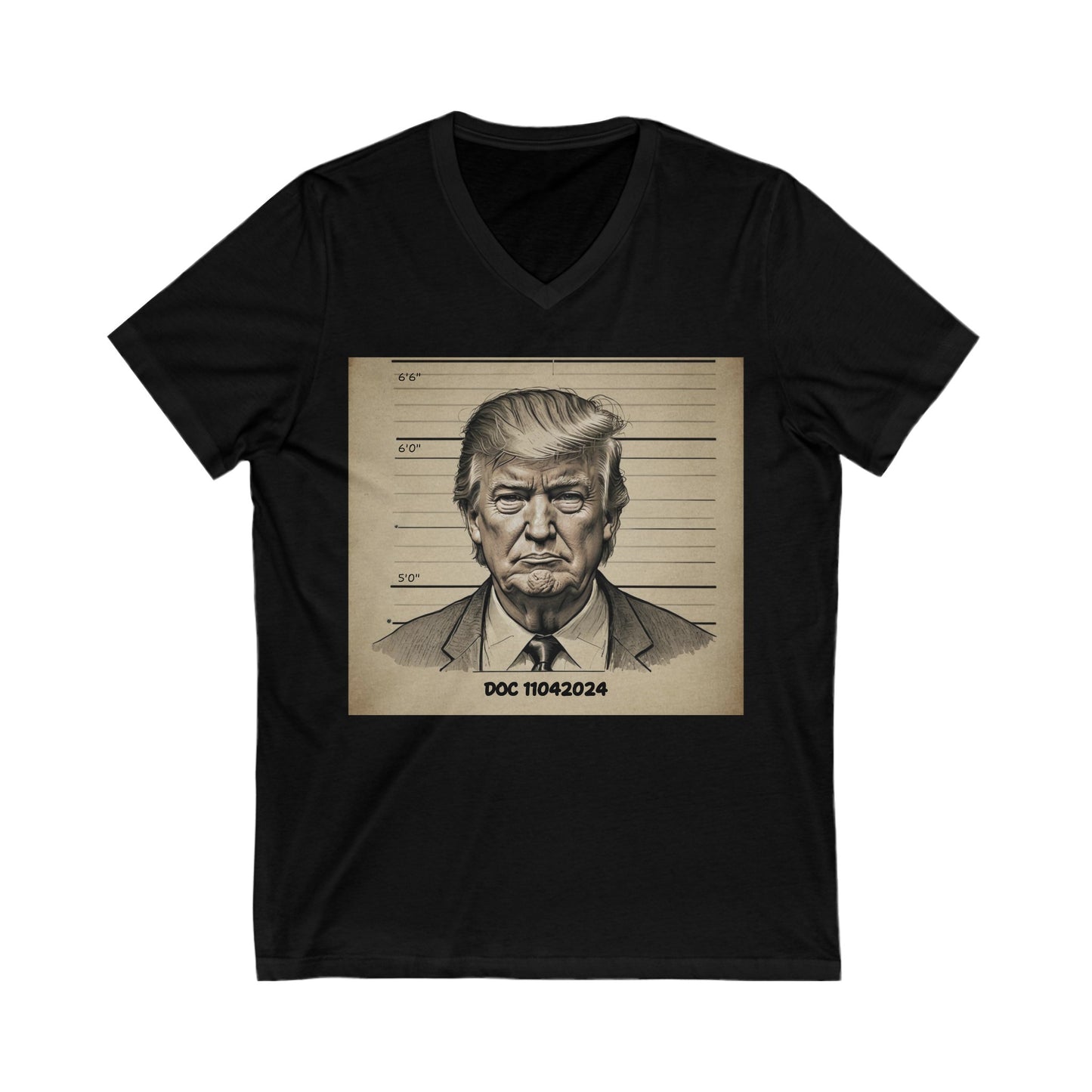 DOC Trump caricature Unisex Jersey Short Sleeve V-Neck Tee