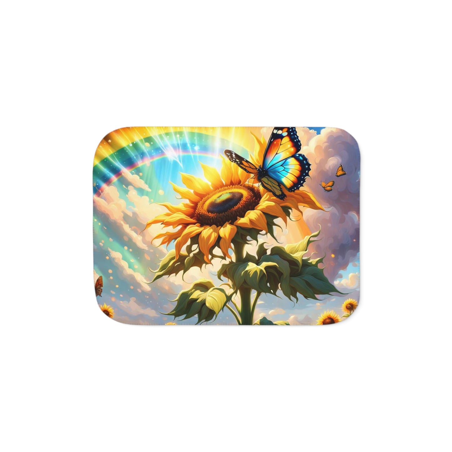 Sunflower Rainbow Sherpa Blanket